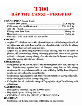 T100 - Canxi-phospho-D3 – Hấp thu Canxi- Phospho