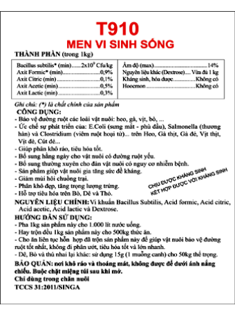 T910 - Probio – Men vi sinh sống (Hòa tan)